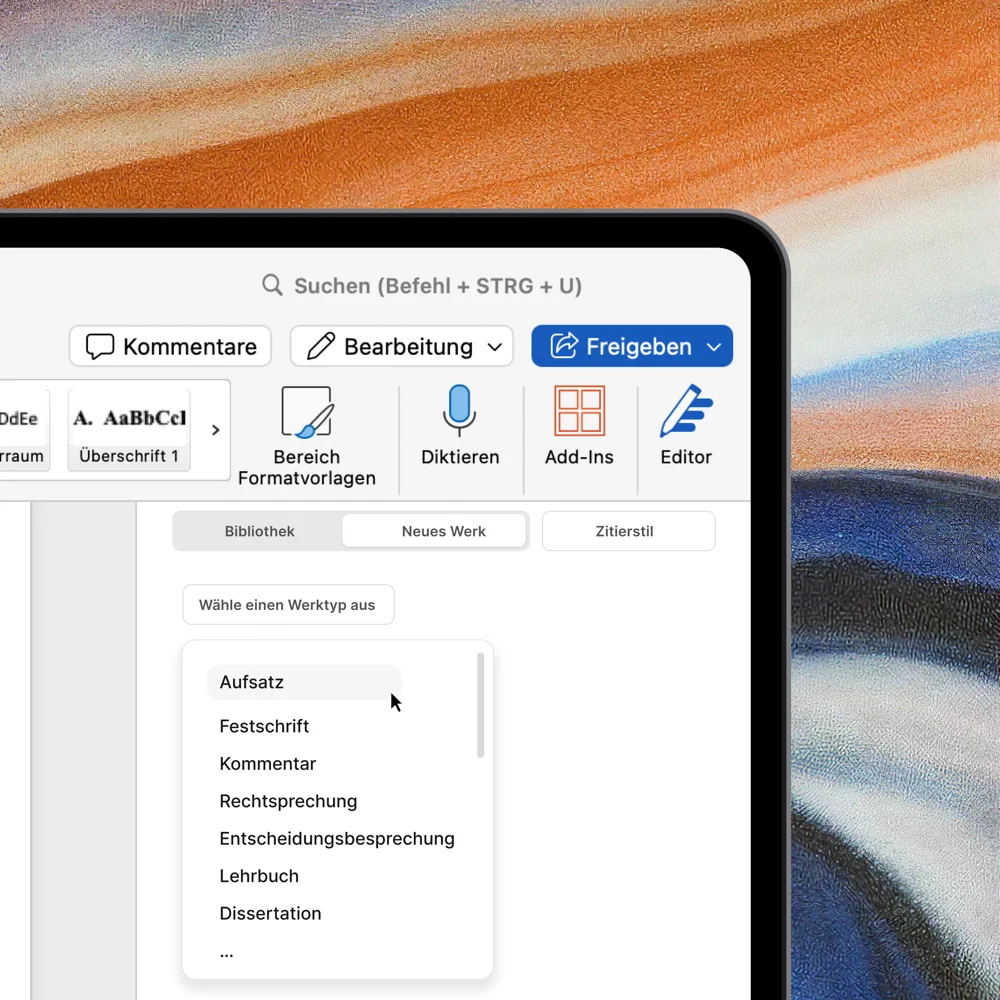 Juristische Quellentypen in AdvoCite